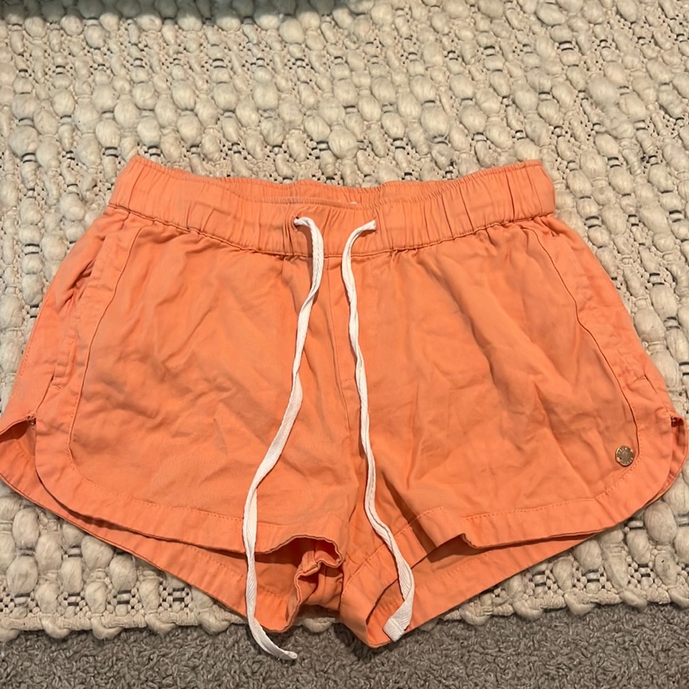 Roxy New Impossible Love Pull-On Beach Shorts, size: xs, color: orange